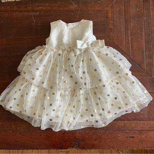 Carter Just One You Girl 12M Ivory Gold Polka Dot Tutu Tulle Party Easter Dress